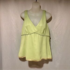 Lime Green Chiffon Grecian Goddess Women's Empire Waist Camisole Tank Top Size M